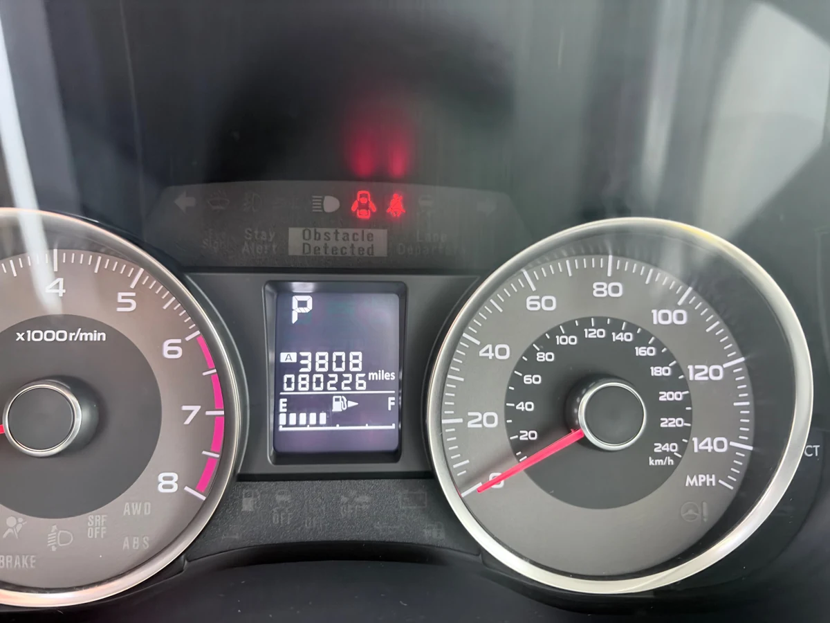 Forester dashboard before the test drive showing 80,226 miles